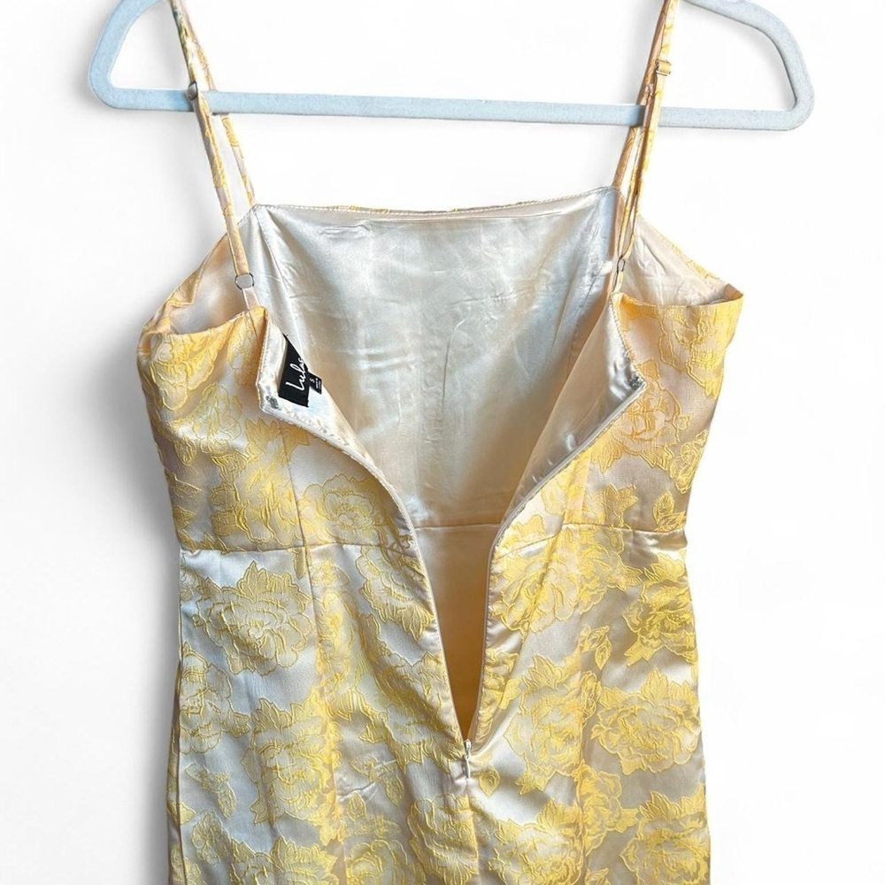 Lulus Bright Blooms Champagne Yellow Floral Jacquard Maxi Dress💛 Small - Picture 6 of 12
